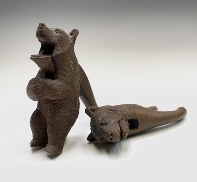 Lot 316 - A Black Forest carved bear head nutcracker,...