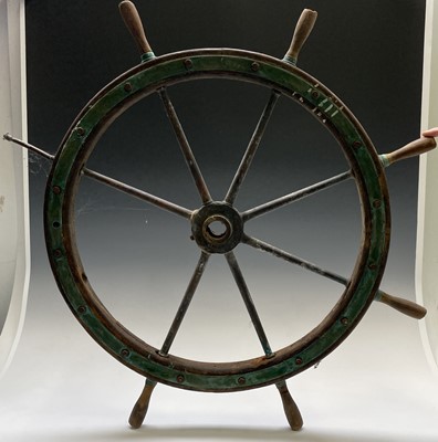 Lot 322 - A brass mounted, copper and hardwood ships...