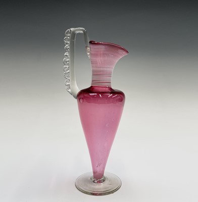 Lot 975 - A Victorian cranberry glass vase with white...