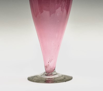 Lot 975 - A Victorian cranberry glass vase with white...