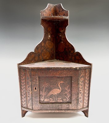 Lot 341 - A late Victorian pokerwork small corner unit,...