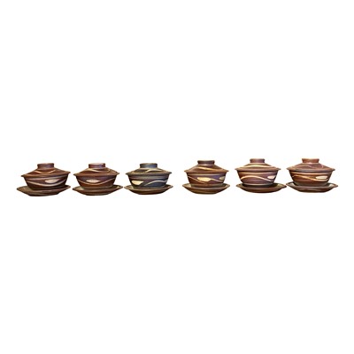 Lot 955 - A set of six Crowan Studio Pottery bowls,...