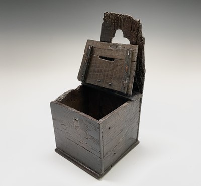 Lot 94 - An oak salt box, 17th century, with a hinged...