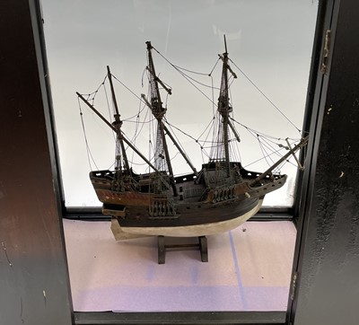 Lot 381 - A model of a three-masted sailing ship, 20th...