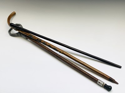 Lot 395 - A hardwood walking stick, length 77cm, a...