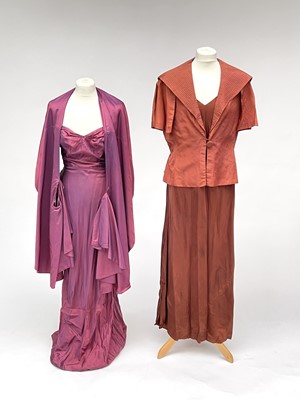 Lot 2815 - Two 1930’s evening gowns - a rust coloured...