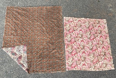 Lot 2861 - Two Edwardian quilts, one block print with...