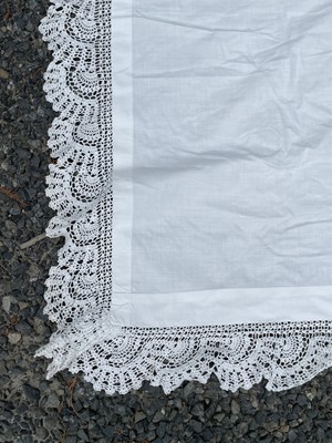 Lot 2845 - A white cotton counterpane with floral...