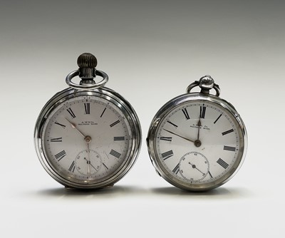 Lot 298 - A silver Waltham large keyless pocket watch,...