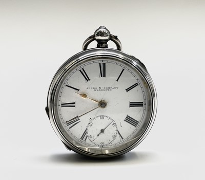 Lot 43 - Two silver key wind pocket watches The first...