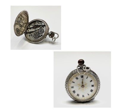 Lot 16 - A silver trench cased wrist watch, Diameter...
