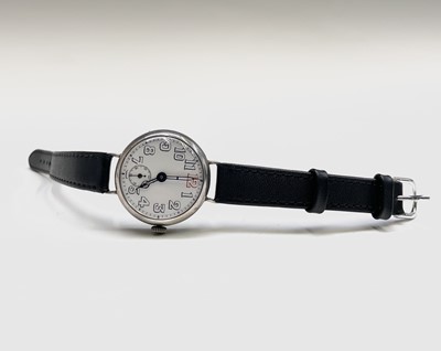 Lot 190 - A silver trench wristwatch 32.7mm diameter...