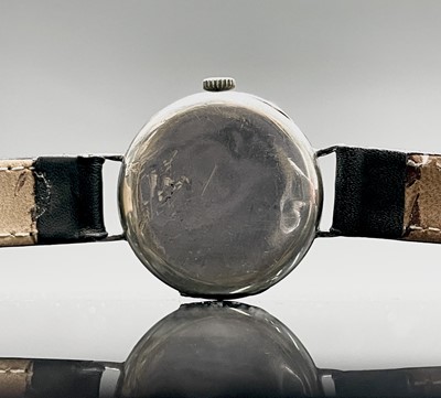 Lot 190 - A silver trench wristwatch 32.7mm diameter...