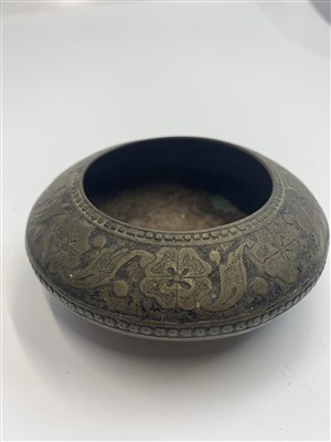 Lot 706 - A Chinese brass tray, two Persian niello...