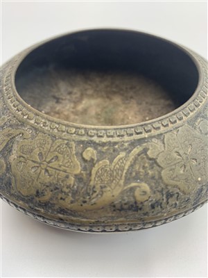 Lot 706 - A Chinese brass tray, two Persian niello...