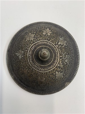 Lot 706 - A Chinese brass tray, two Persian niello...