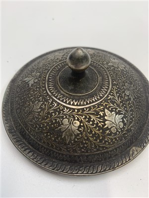 Lot 706 - A Chinese brass tray, two Persian niello...