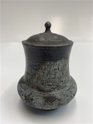 Lot 706 - A Chinese brass tray, two Persian niello...