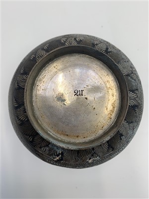 Lot 706 - A Chinese brass tray, two Persian niello...