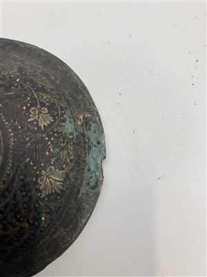 Lot 706 - A Chinese brass tray, two Persian niello...