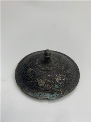 Lot 706 - A Chinese brass tray, two Persian niello...