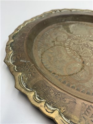 Lot 706 - A Chinese brass tray, two Persian niello...