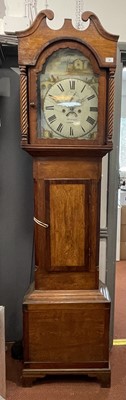 Lot 37 - An oak and eight day longcase clock, early...