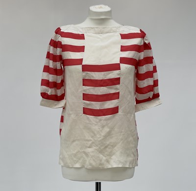 Lot 2816 - A 1970s Gucci red and white striped 100% silk...