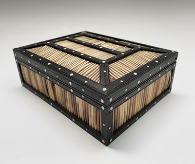 Lot 1016 - A Ceylonese ebony and porcupine quill box,...