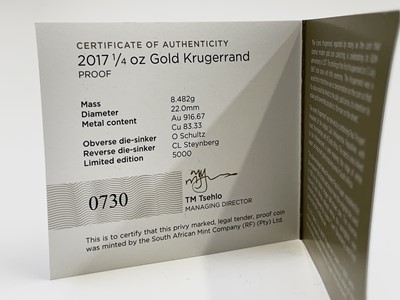 Lot 180 - 2017 1/4 oz gold krugerrand, original packaging