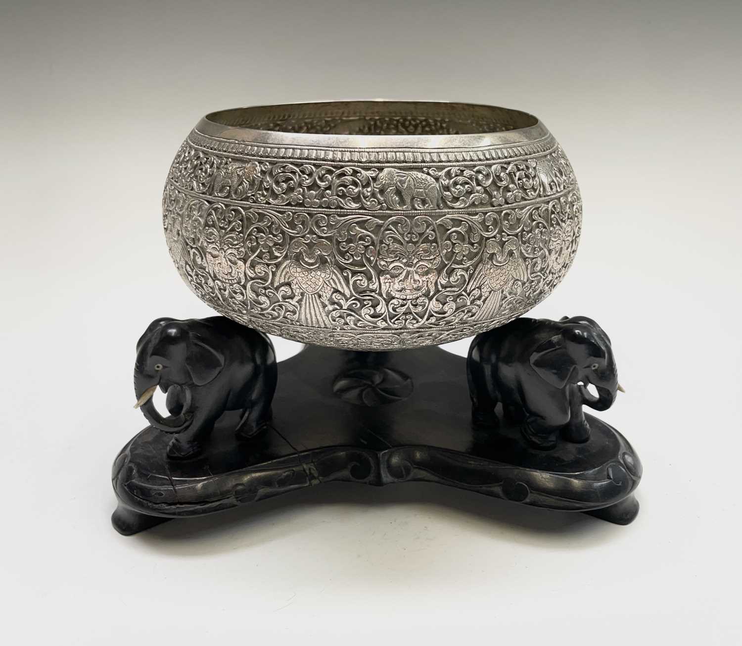 Lot 1019 - An Indian silver bowl, 19th century, on an...