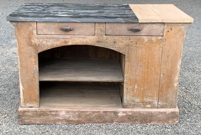 Lot 117 - A French pine boulangerie counter, early 20th...