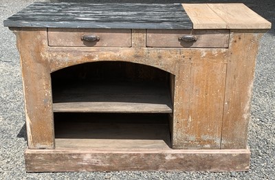 Lot 117 - A French pine boulangerie counter, early 20th...