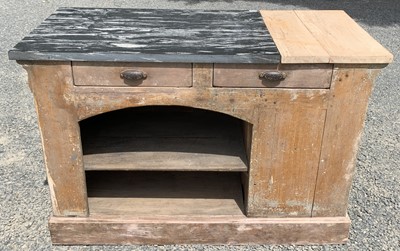 Lot 117 - A French pine boulangerie counter, early 20th...