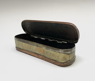 Lot 164 - A Dutch copper and brass tobacco box, 18th...