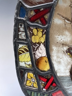 Lot 104 - A Victorian lead lined stained glass oval...
