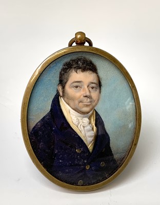 Lot 314 - A Georgian portrait of a gentleman in a blue...