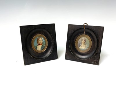 Lot 121 - Rene (?) A pair of miniatures Napoleon and...