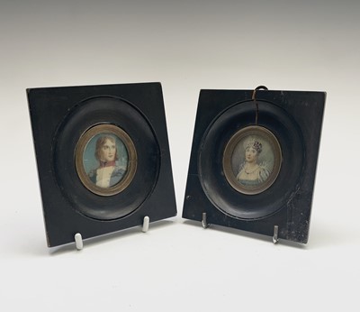 Lot 316 - Rene (?) A pair of miniatures Napoleon and...