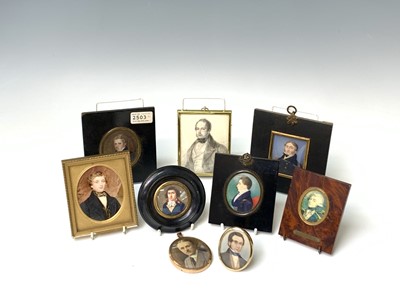 Lot 312 - A group of eight miniature portraits of...