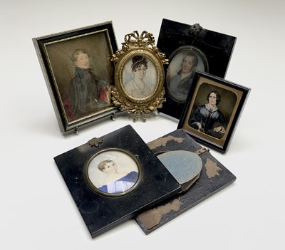 Lot 310 - Five various miniatures and a frame