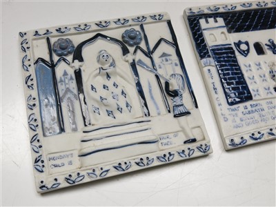 Lot 1000 - Three Wilfred Gibson (Falmouth) tiles with...