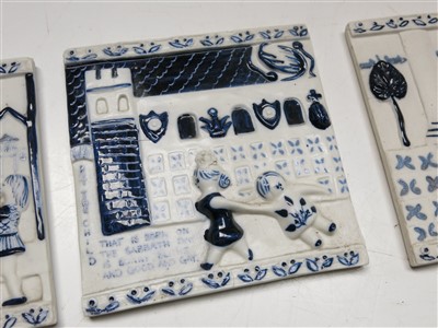 Lot 1000 - Three Wilfred Gibson (Falmouth) tiles with...