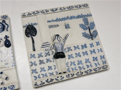 Lot 1000 - Three Wilfred Gibson (Falmouth) tiles with...