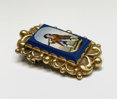 Lot 123 - A 19th-century micro-mosaic gold brooch...
