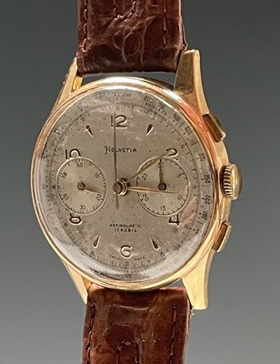 Lot 39 - An Helvetia 18ct gold cased chronograph...