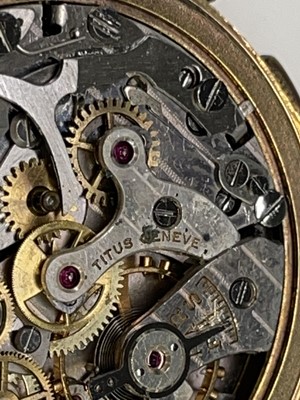 Lot 64 - A Titus Geneve 18ct gold chronograph...