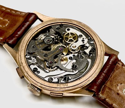 Lot 78 - A Delbana 18ct gold chronograph wristwatch...