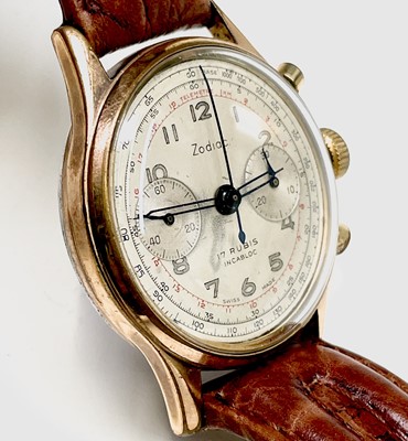 Lot 106 - A Zodiac gold plated chronograph wristwatch...