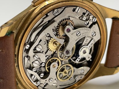 Lot 154 - A Coresa gold plated chronograph wristwatch 36....